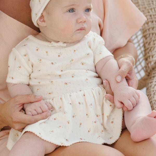 オーガニックコットン ベビーポインテルスカート付き ロンパース(半袖)