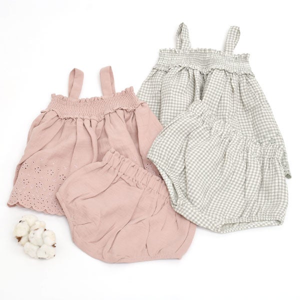 オーガニックコットン ベビーメイ スモックトップ＆ブルマー セット