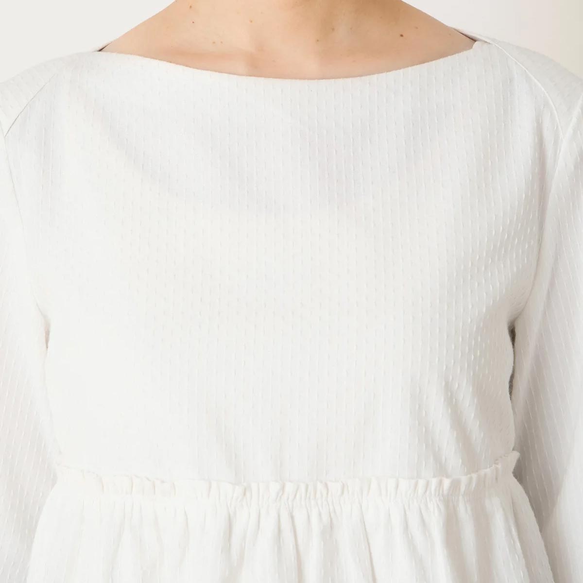 オーガニックコットン 手織り ドビー ペプラムブラウス