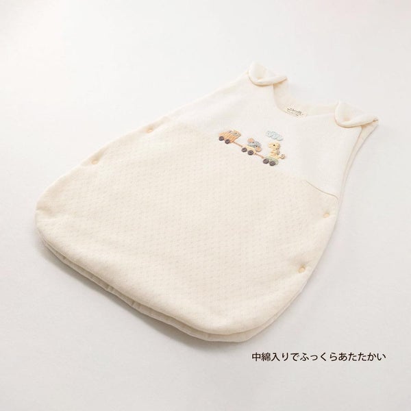 オーガニックコットン ベビー【編みモチーフ】接結フライスとエリゼのスリーパー