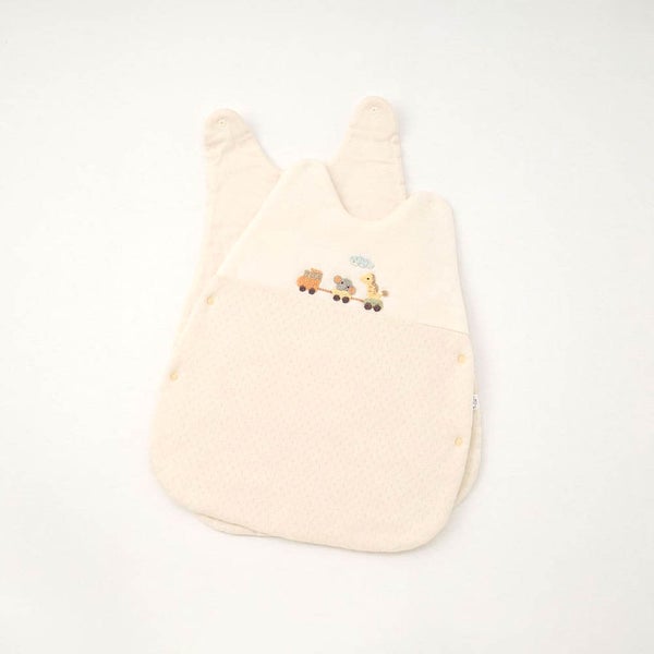 オーガニックコットン ベビー【編みモチーフ】接結フライスとエリゼのスリーパー