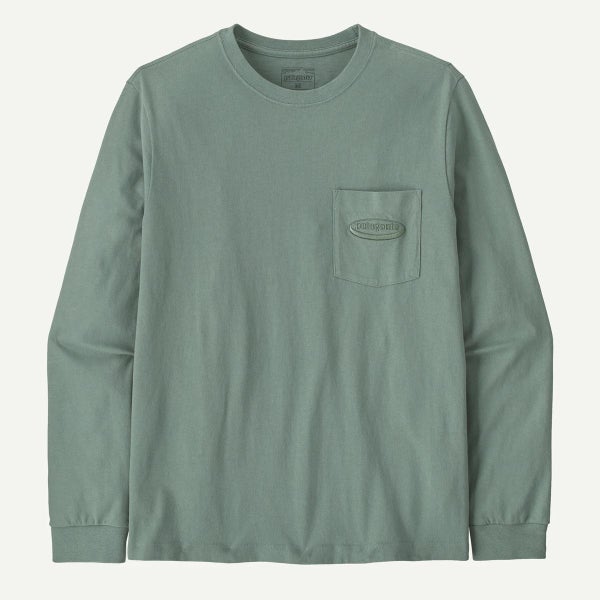オーガニックコットン メンズ・ロングスリーブ・ミッドウェイト・'95 オーバル・ロゴ・ポケット・Tシャツ