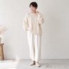ーガニックコットン スラブヘリンボンスソスリットパンツ