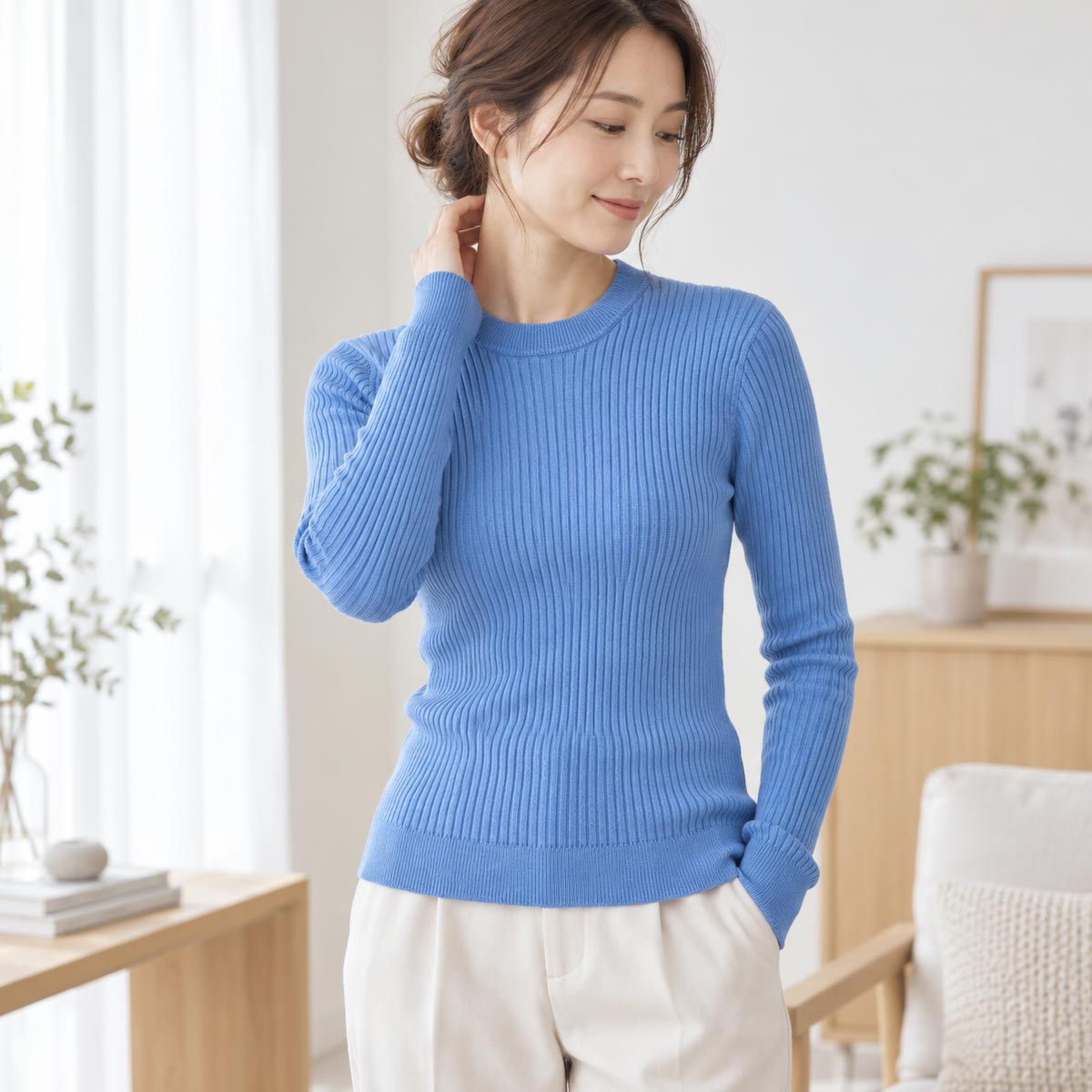 オーガニックコットン KO エアリーリブクルーネック別注色