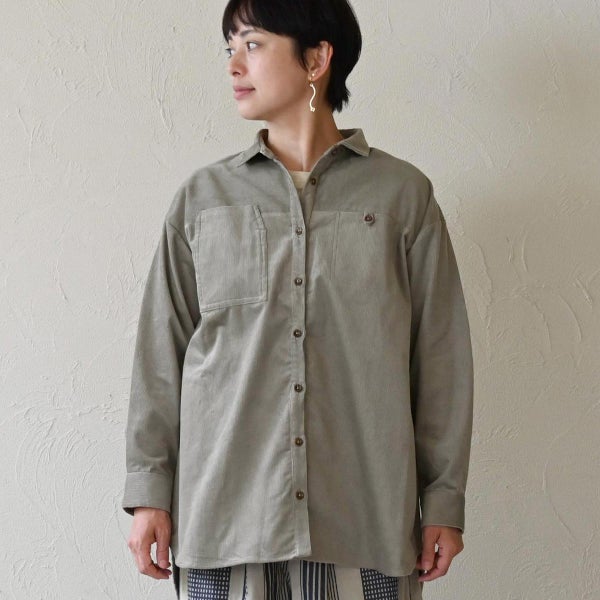 オーガニックコットン コーデュロイロングシャツ