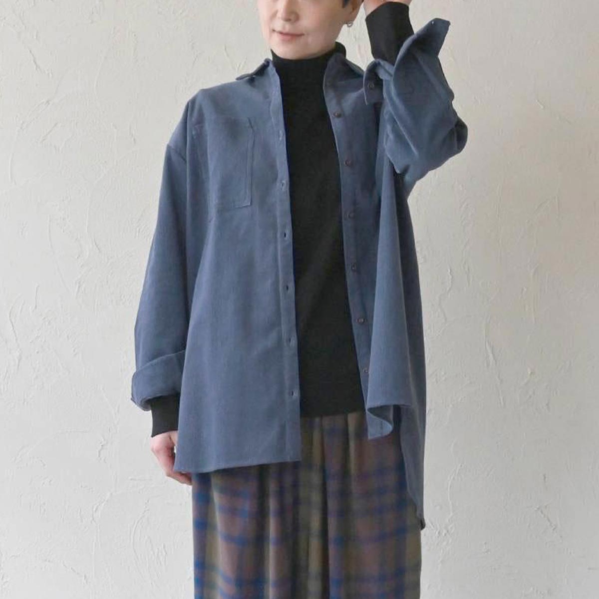 オーガニックコットン コーデュロイロングシャツ