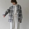 オーガニックコットン チェックフランネルノーカラージャケット