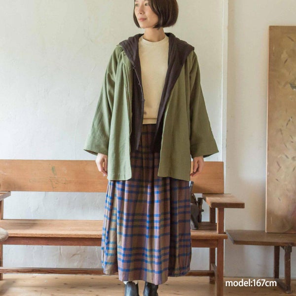 オーガニックコットン チェックフランネル スソギャザースカート