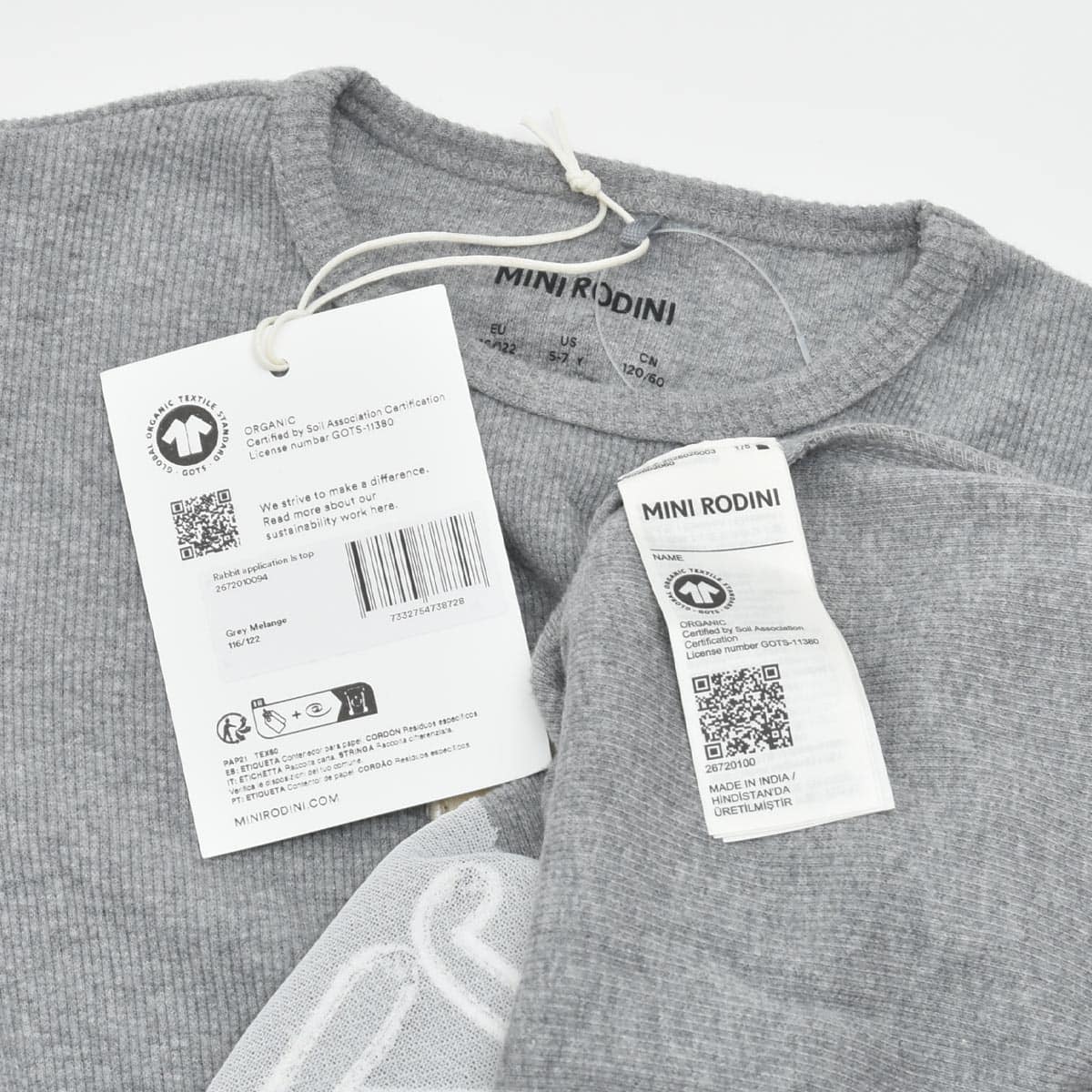 オーガニックコットン キッズ 長袖リブTシャツ Rabbit
