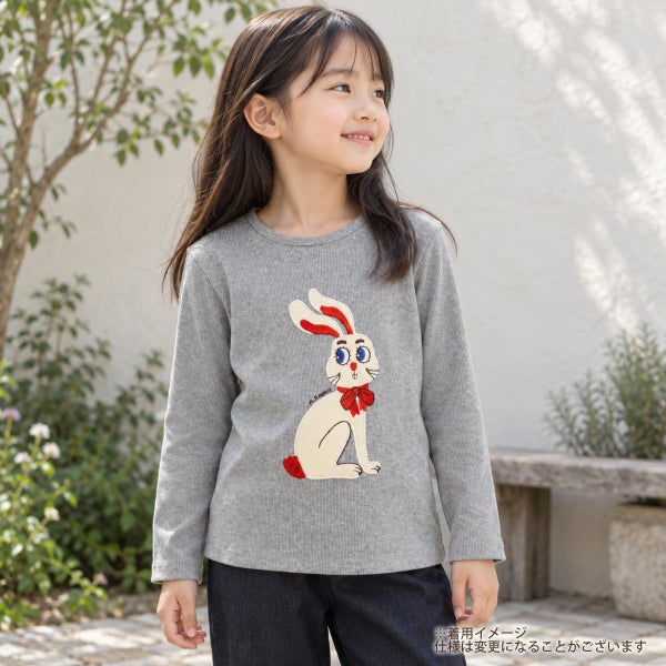 オーガニックコットン キッズ 長袖リブTシャツ Rabbit