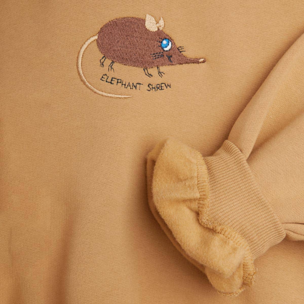 オーガニックコットン キッズ裏起毛スウェットシャツ Elephant shrew