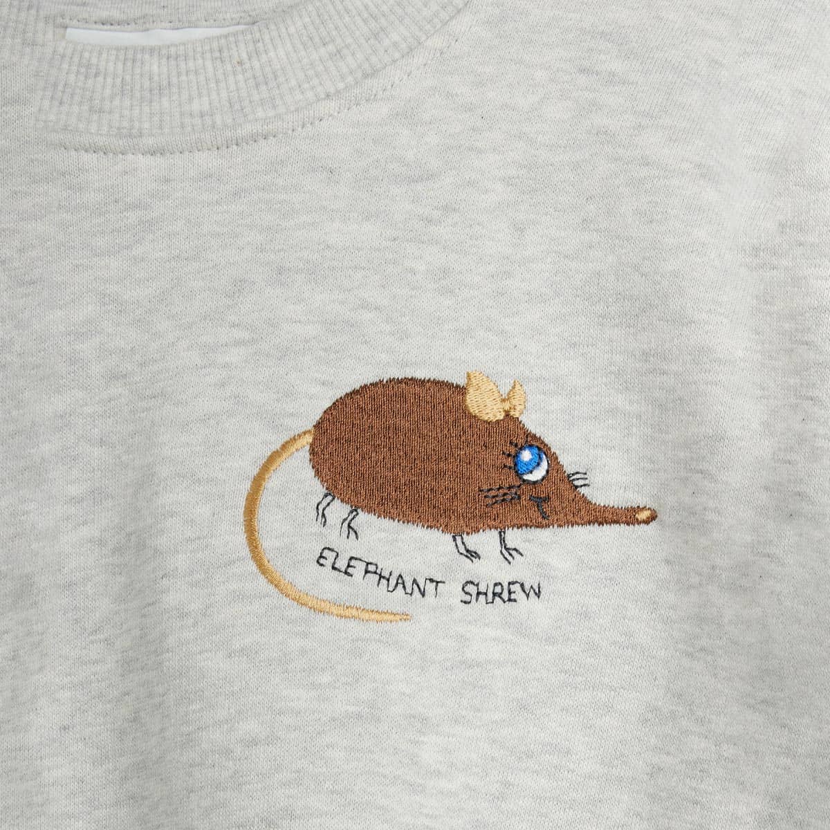オーガニックコットン キッズ裏起毛スウェットシャツ Elephant shrew